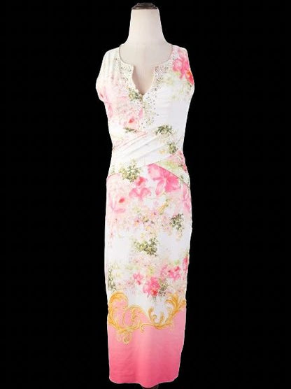 Excellent VDP Floral Dress in Combined Nylon Size S with Cut-Out Detail