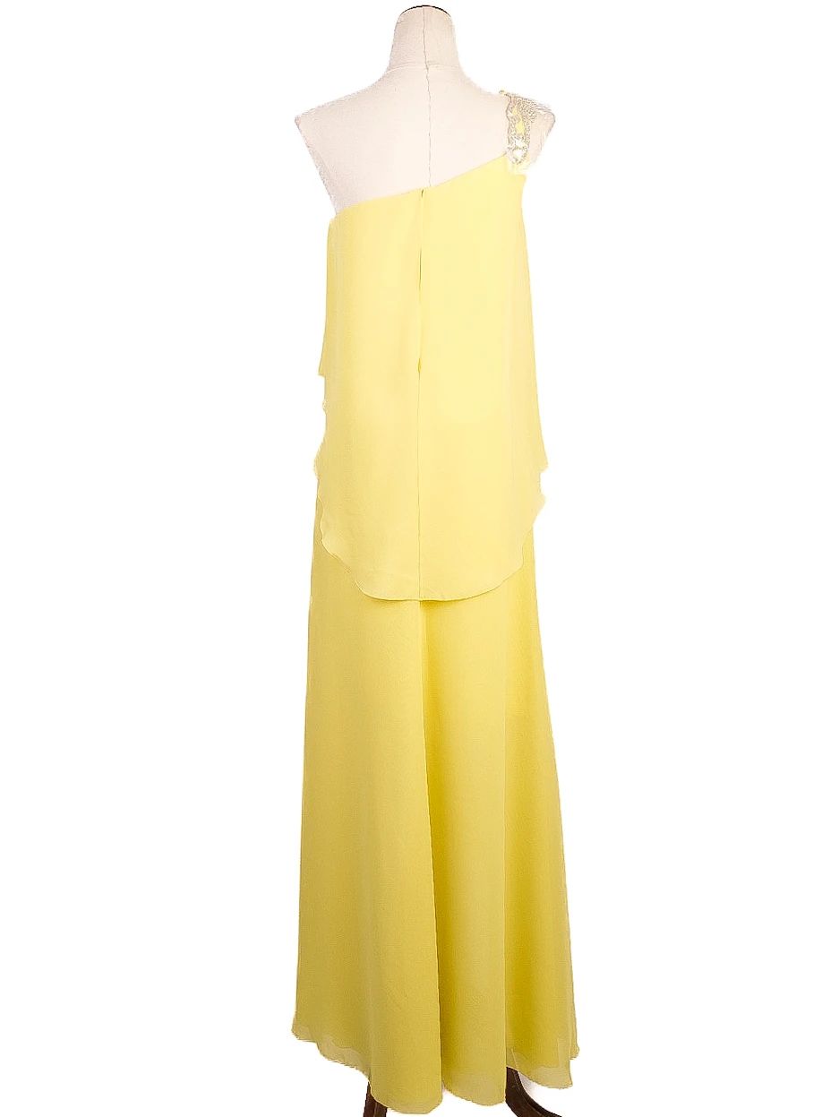 NEW Pronovias Yellow Asymmetrical One-Shoulder Dress Women&