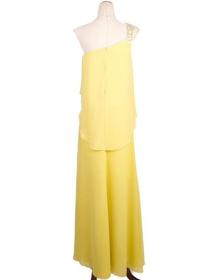 NEW Pronovias Yellow Asymmetrical One-Shoulder Dress Women&