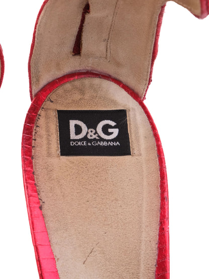 Excellent Dolce Gabbana Red Leather High-Heeled Sandal Size 37.5