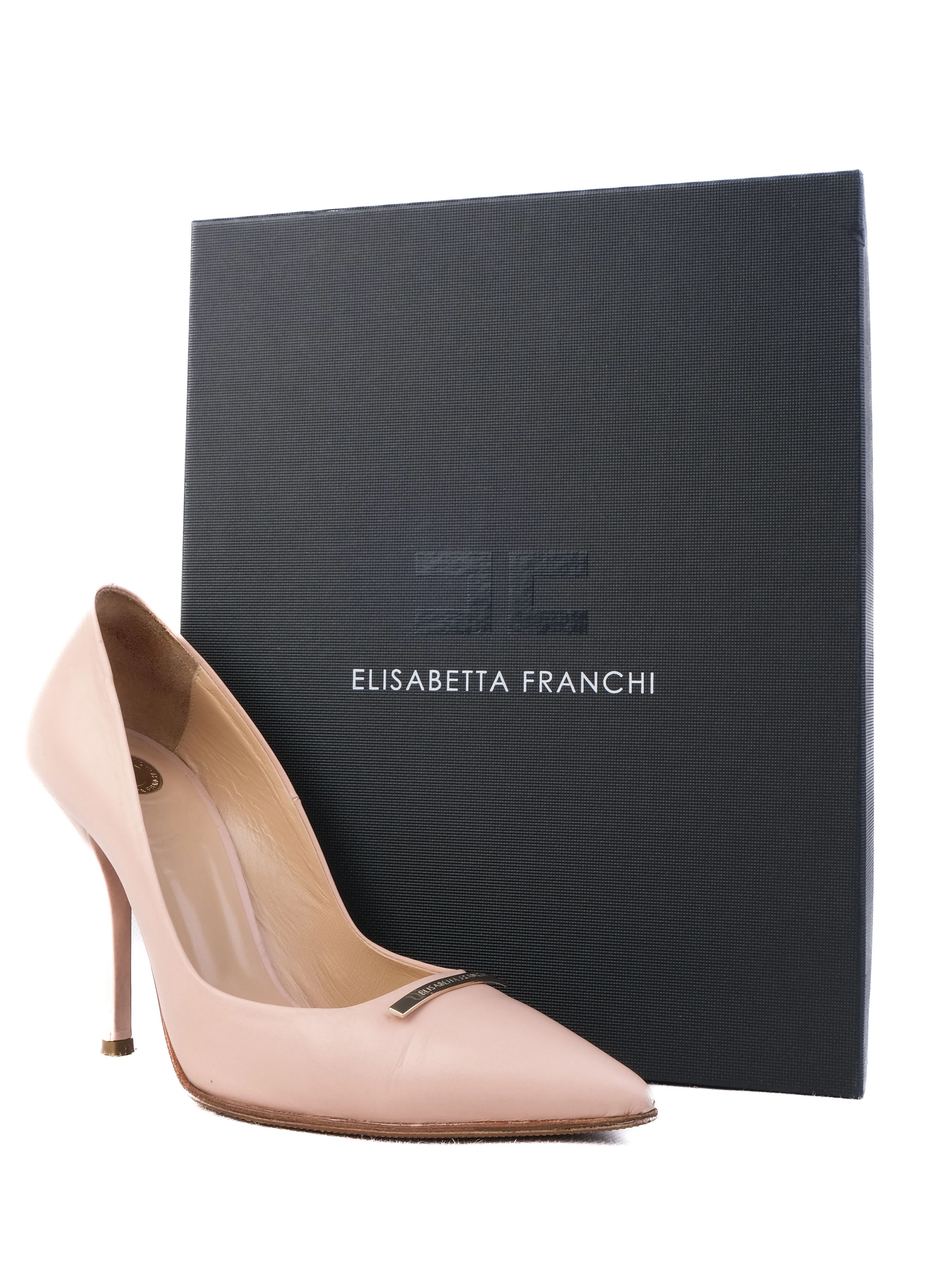 Excellent Elisabetta Franchi Pink Leather High-Heeled Shoes Size 36