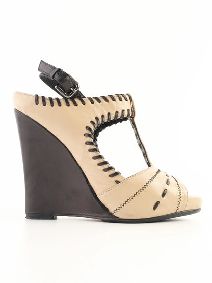 Excellent Gianmarco Lorenzi Orange Leather Wedge-Heeled Shoes Size 36