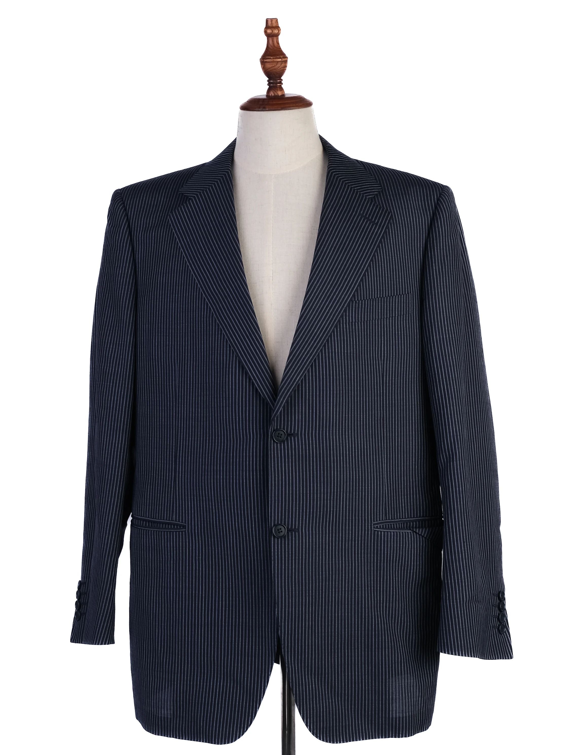 Excellent Canali Blue Wool Blazer XXL Navy Pinstripe Style