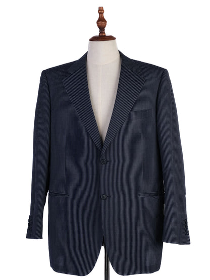 Excellent Canali Blue Wool Blazer XXL Navy Pinstripe Style