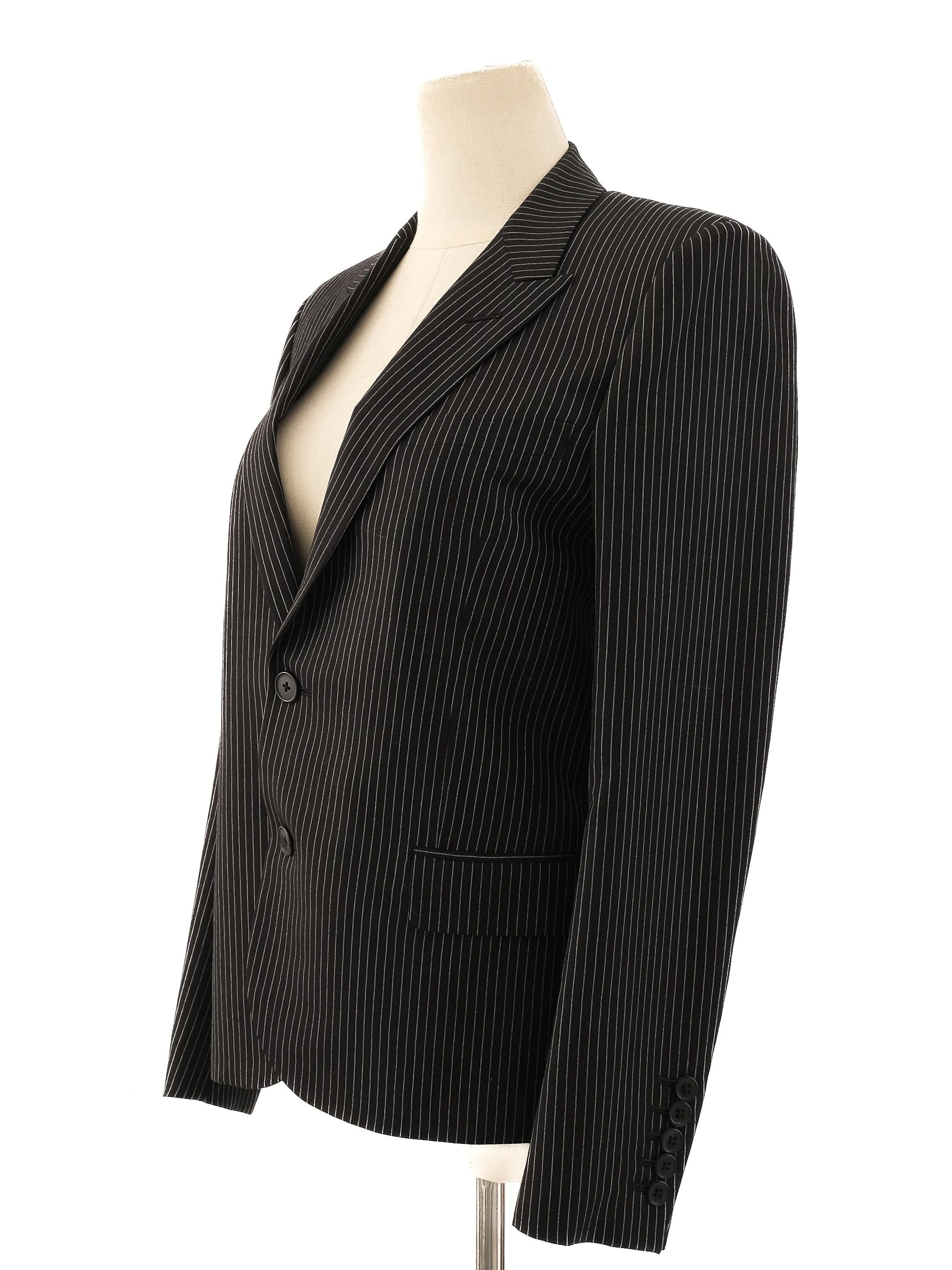 Excellent Saint Laurent Black Pinstripe Blazer Size M Women