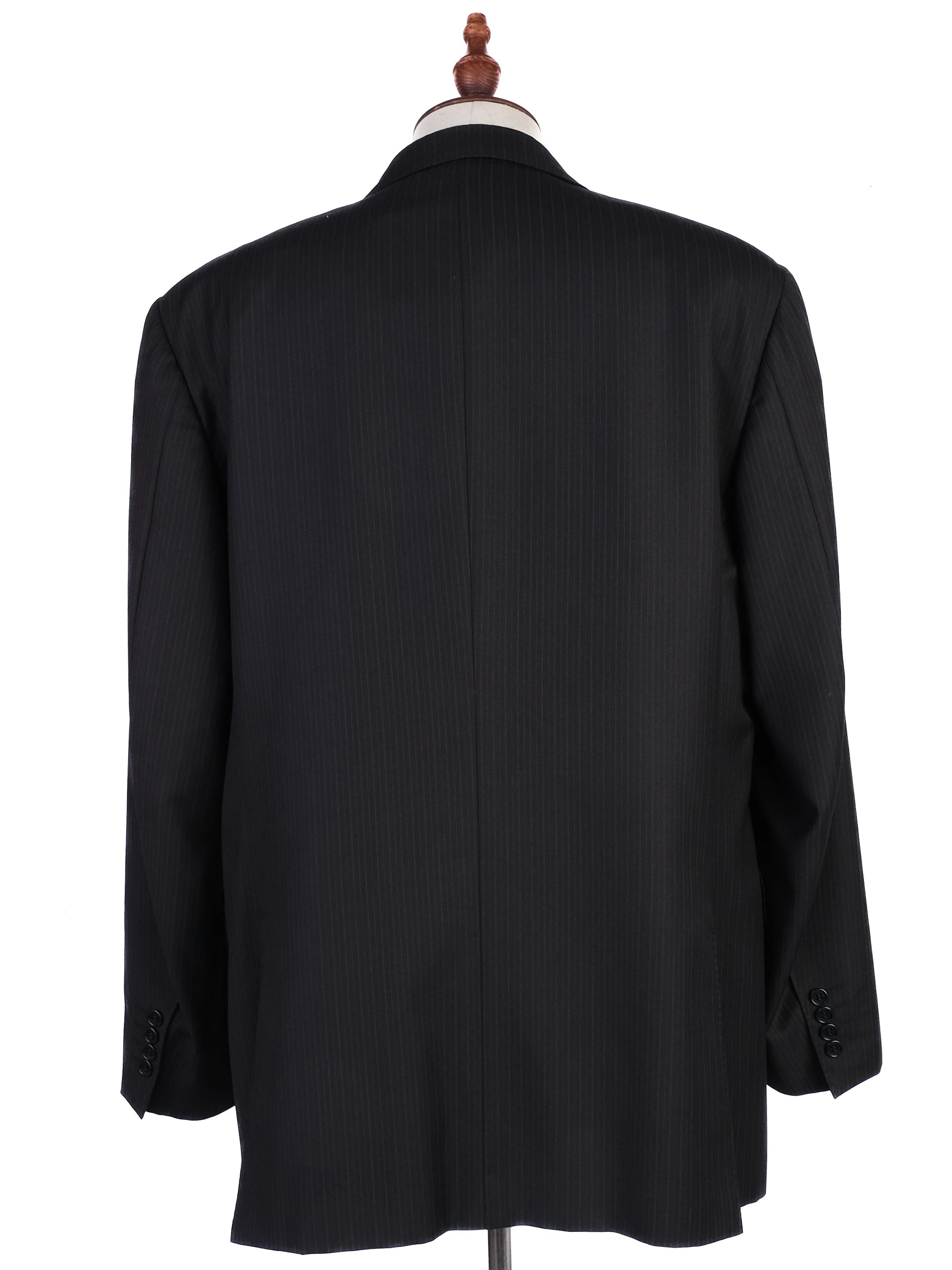 Excellent Canali Black Wool Pinstripe Suit Jacket Size XXL