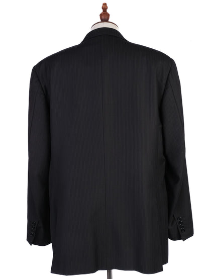 Excellent Canali Black Wool Pinstripe Suit Jacket Size XXL