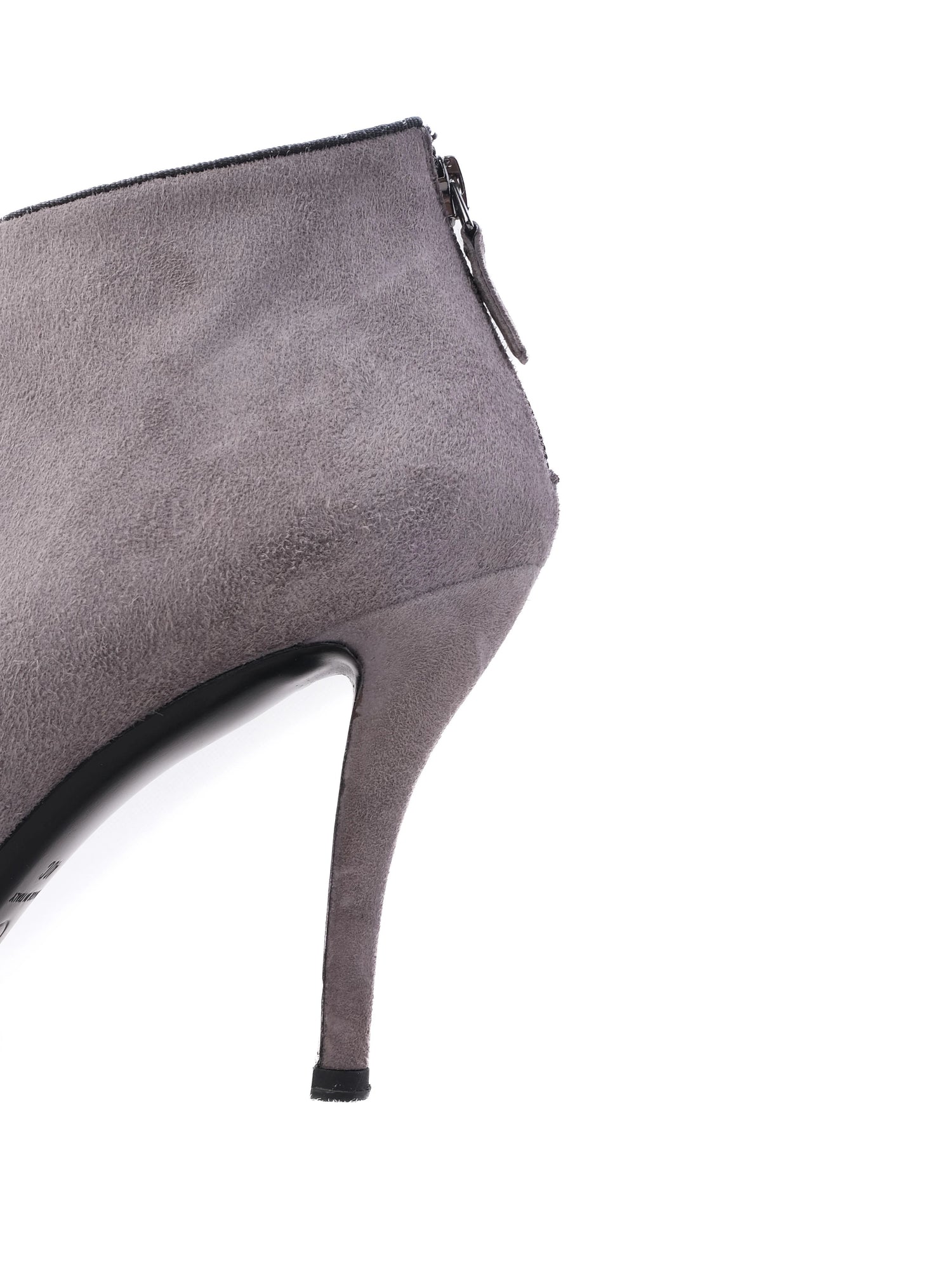 Excellent Chanel Gray Leather High-Heeled Ankle Boots Size 40