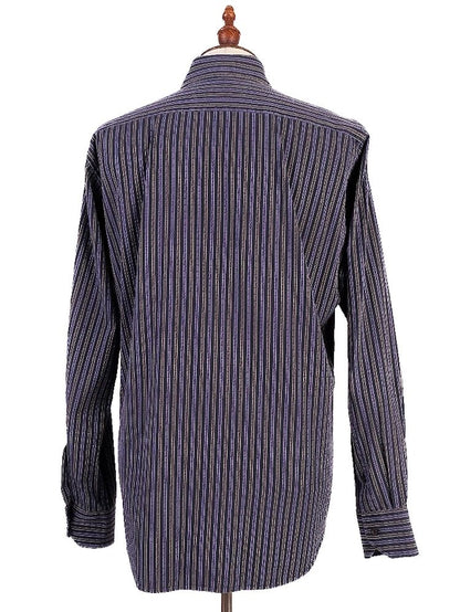 Excellent Etro Striped Button-Up Shirt Purple Cotton Size L
