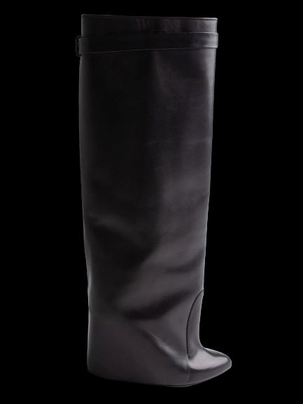 Good Givenchy Black Leather High-Heeled Boots Size 38.5