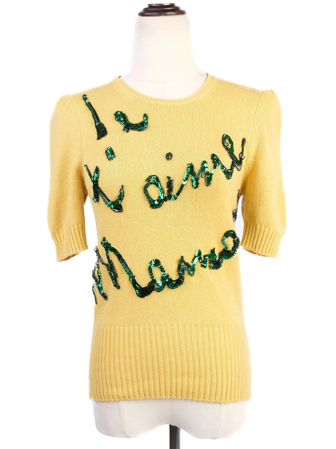 Excellent Dolce Gabbana Yellow Cashmere Sweater Size XS