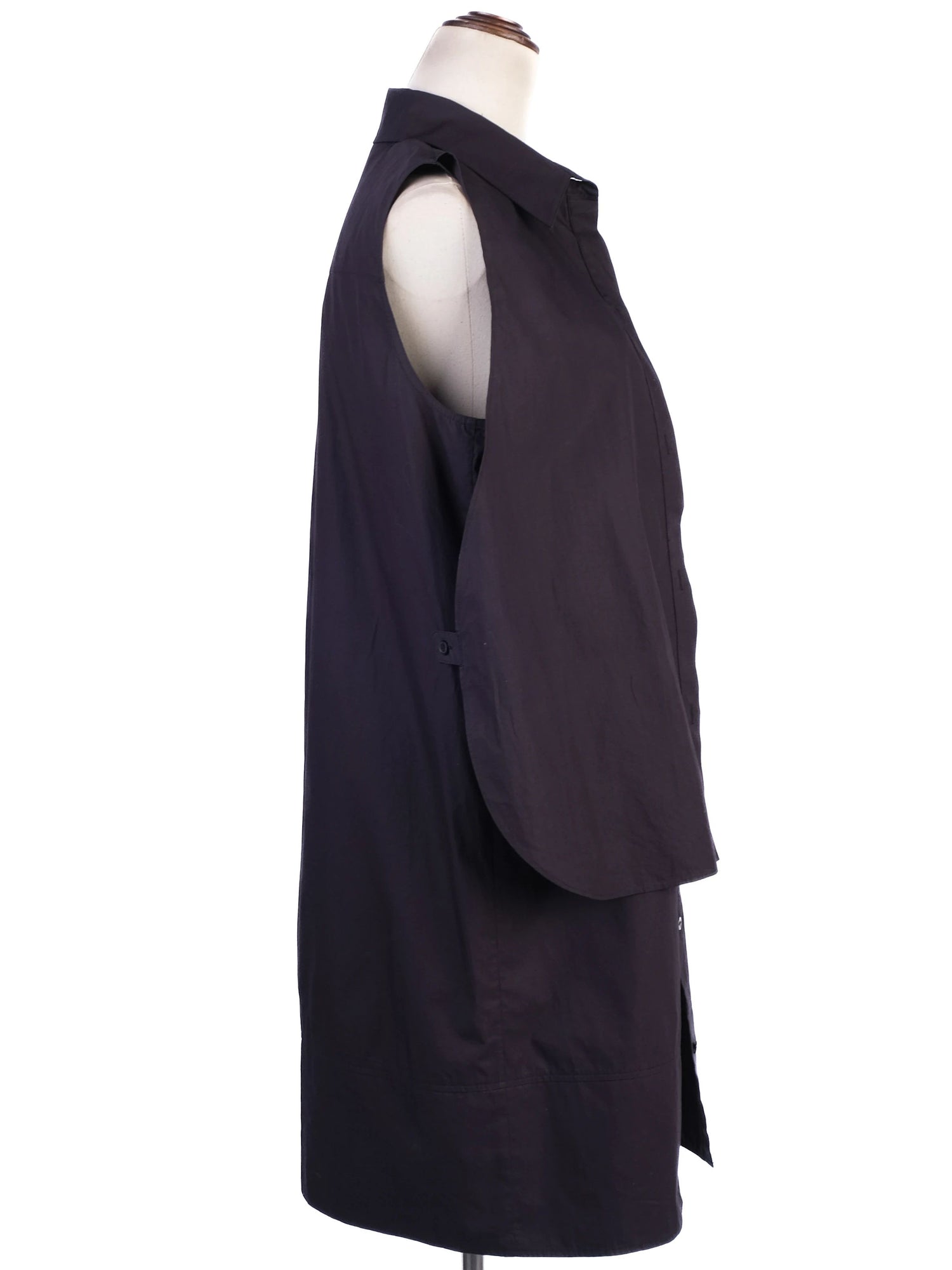 Excellent Alexander Wang Black Cotton Sleeveless Button-Up Dress