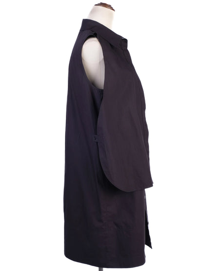 Excellent Alexander Wang Black Cotton Sleeveless Button-Up Dress