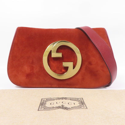 Gucci Calfskin Blondie Chain Shoulder Flap Bag Red Burgundy Suede 699268