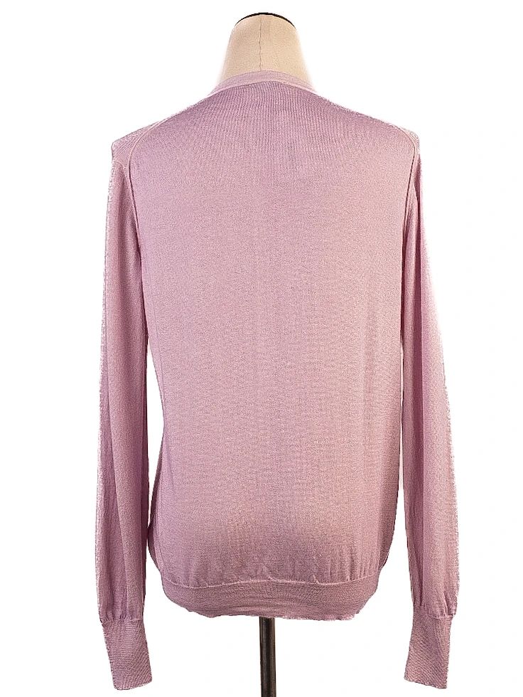 Excellent Cruciani Purple Silk Cardigan Size L V-Neck Long Sleeve