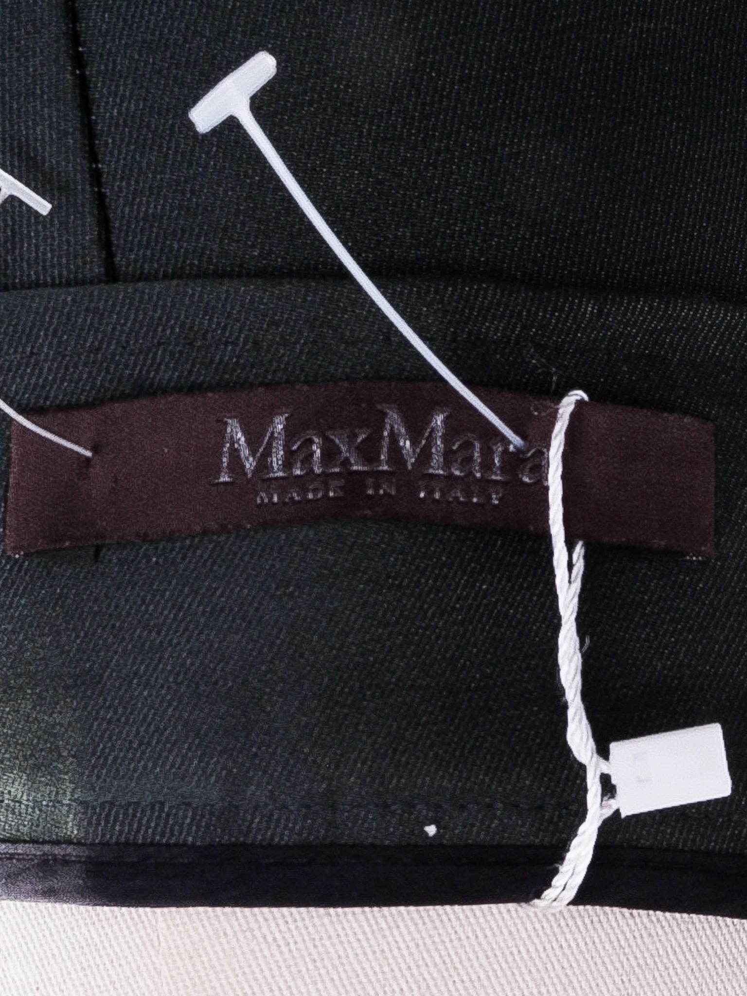 Excellent Max Mara Green Silk A-Line Skirt Size S Made in Italy