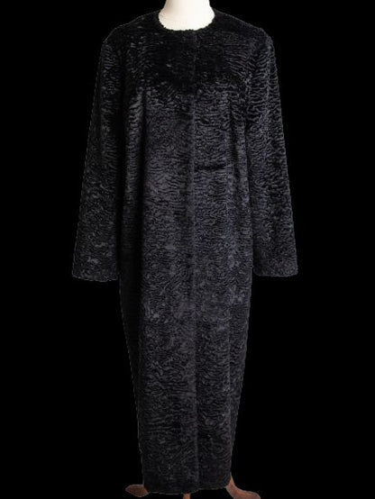 Excellent A LA RUSSE Black Long Coat Size M with Textured Pattern