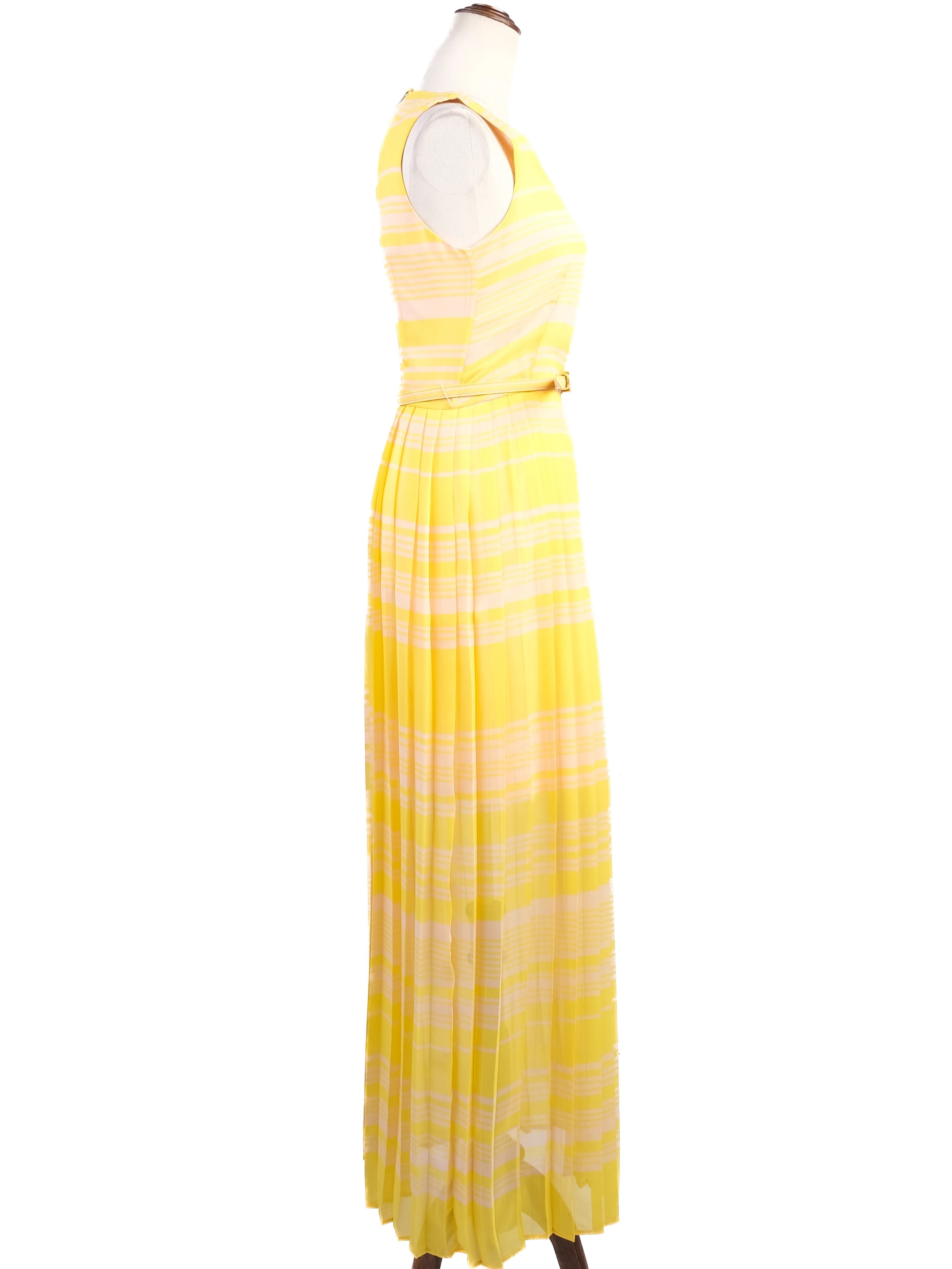 Excellent French Connection Yellow Sleeveless Dress XS with Stripes