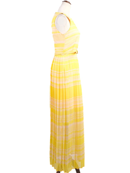 Excellent French Connection Yellow Sleeveless Dress XS with Stripes