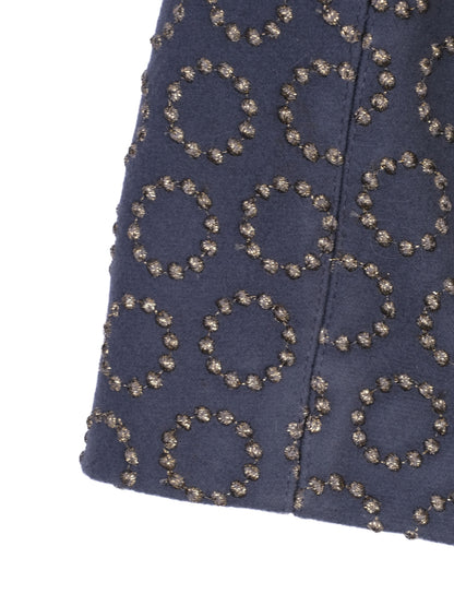 Excellent Alaia Sleeveless Dress Dark Blue Embroidered Wool Size N/A
