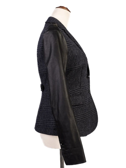 Excellent Burberry Gray Wool Jacket with Leather Sleeves