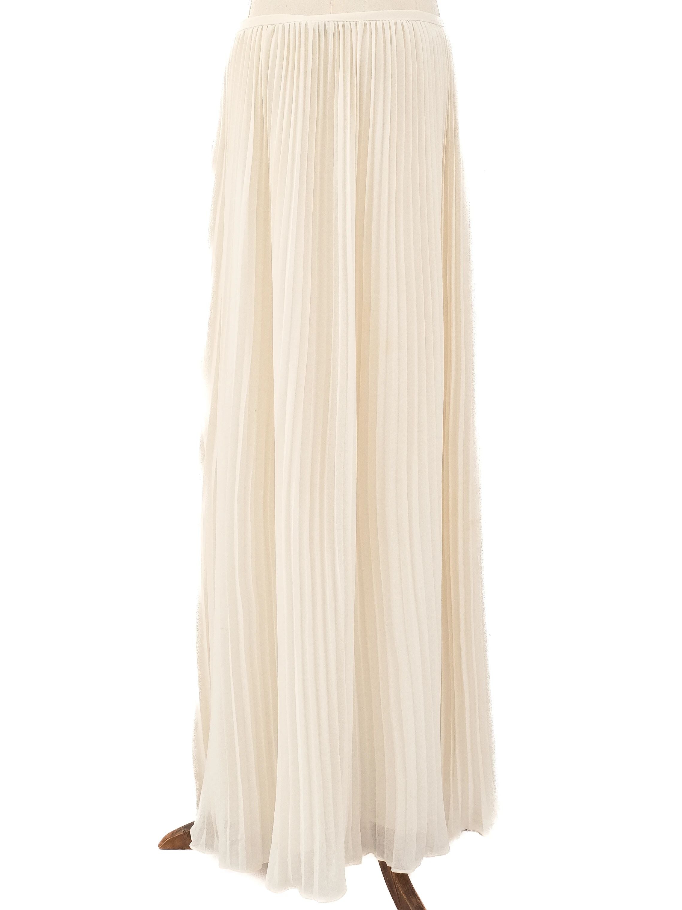 Excellent Theory White Pleated Maxi Skirt Size 4
