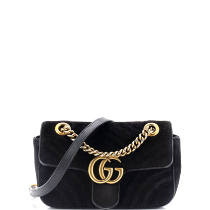 Gucci GG Marmont Flap Bag Matelasse Velvet Small
