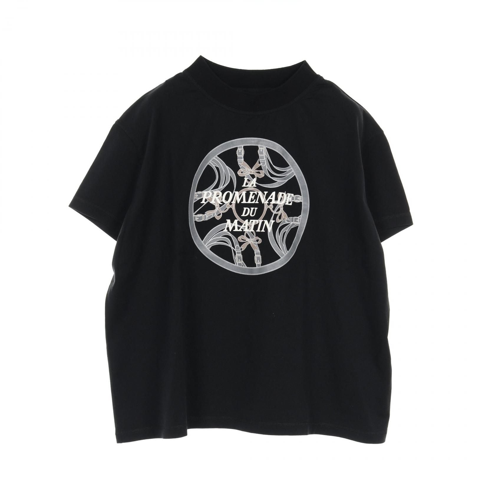 Hermes Promenade Du Matin Short Sleeve T-shirt Black Cotton