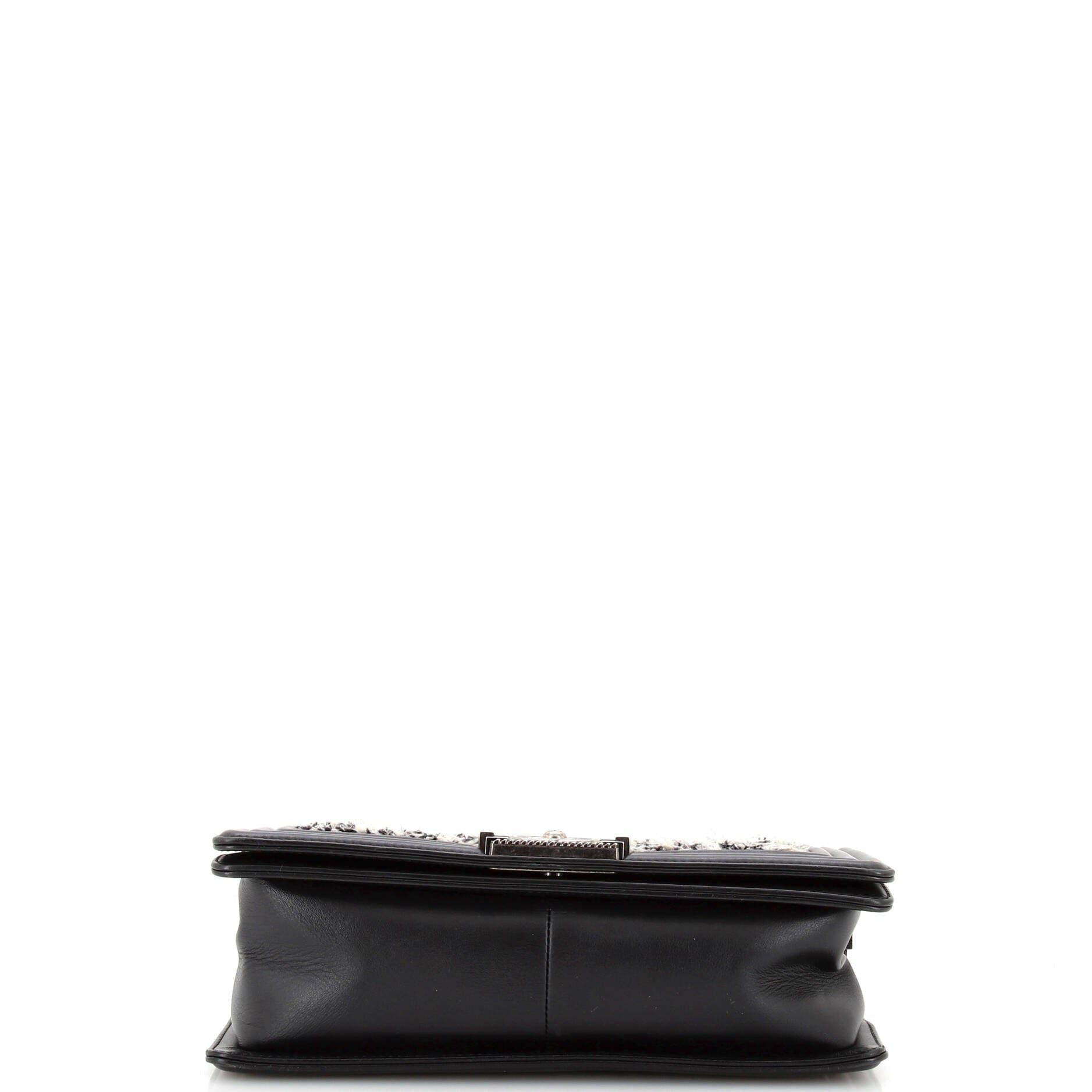 Chanel Boy Flap Bag Braided Tweed Old Medium