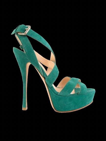 Excellent Ballin Blue Leather High-Heeled Sandals Size 38.5