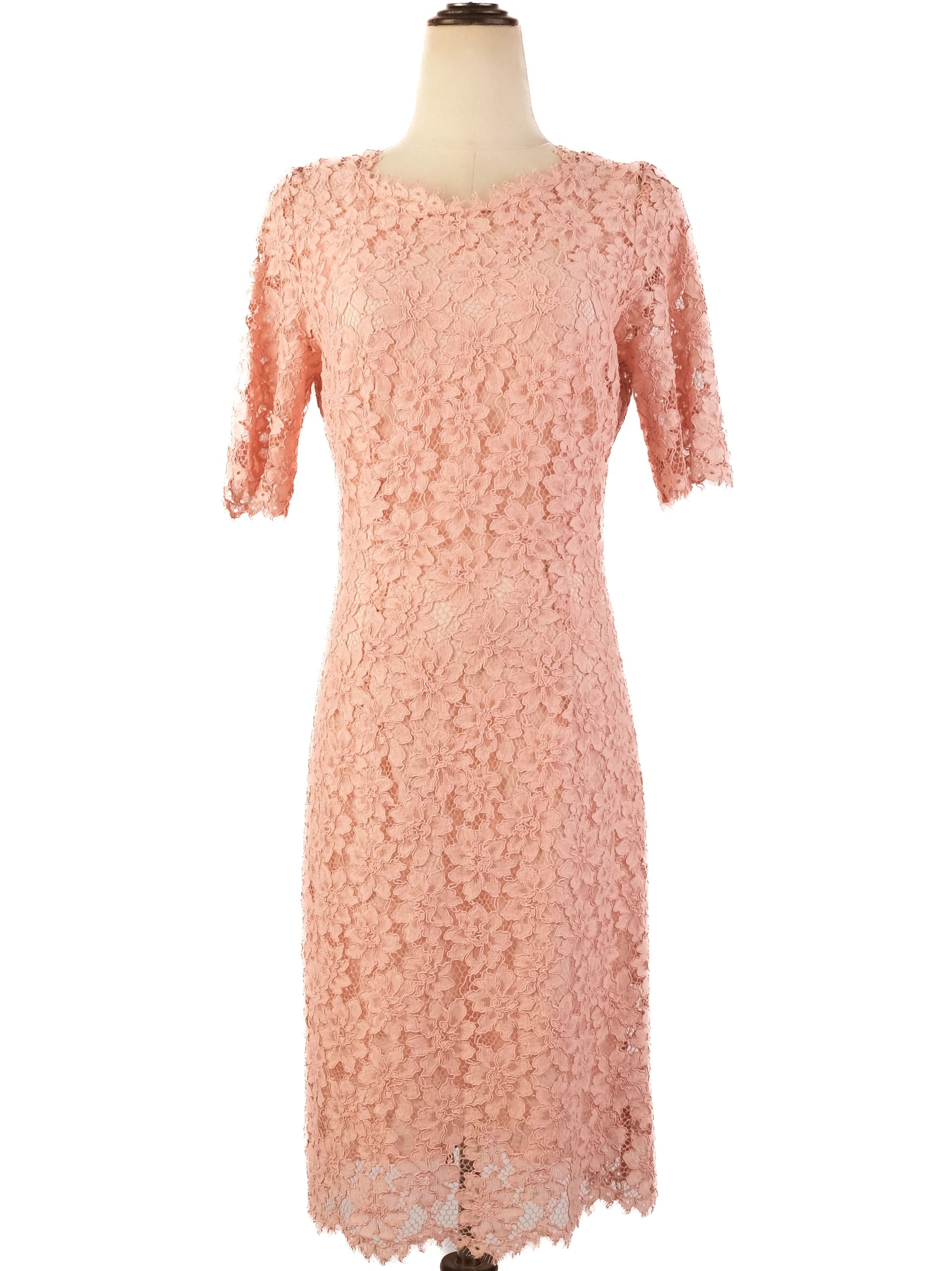 Excellent Hugo Boss Pink Lace Dress Size S Floral Pattern