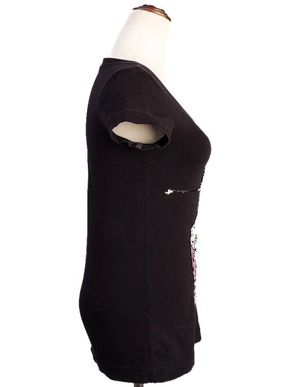 Excellent Patrizia Pepe Black T-Shirt Size S with Unique Design