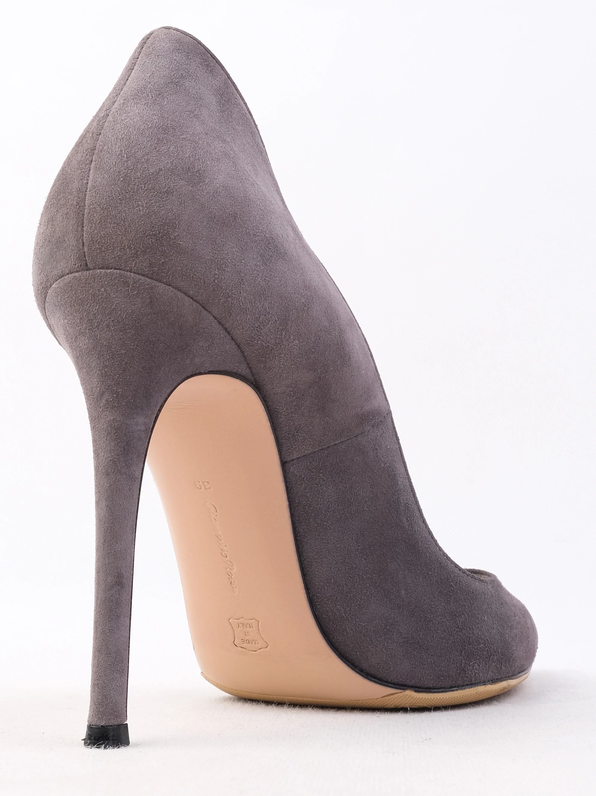 Excellent Gianvito Rossi Gray Leather High-Heeled Shoes Women Size N/A