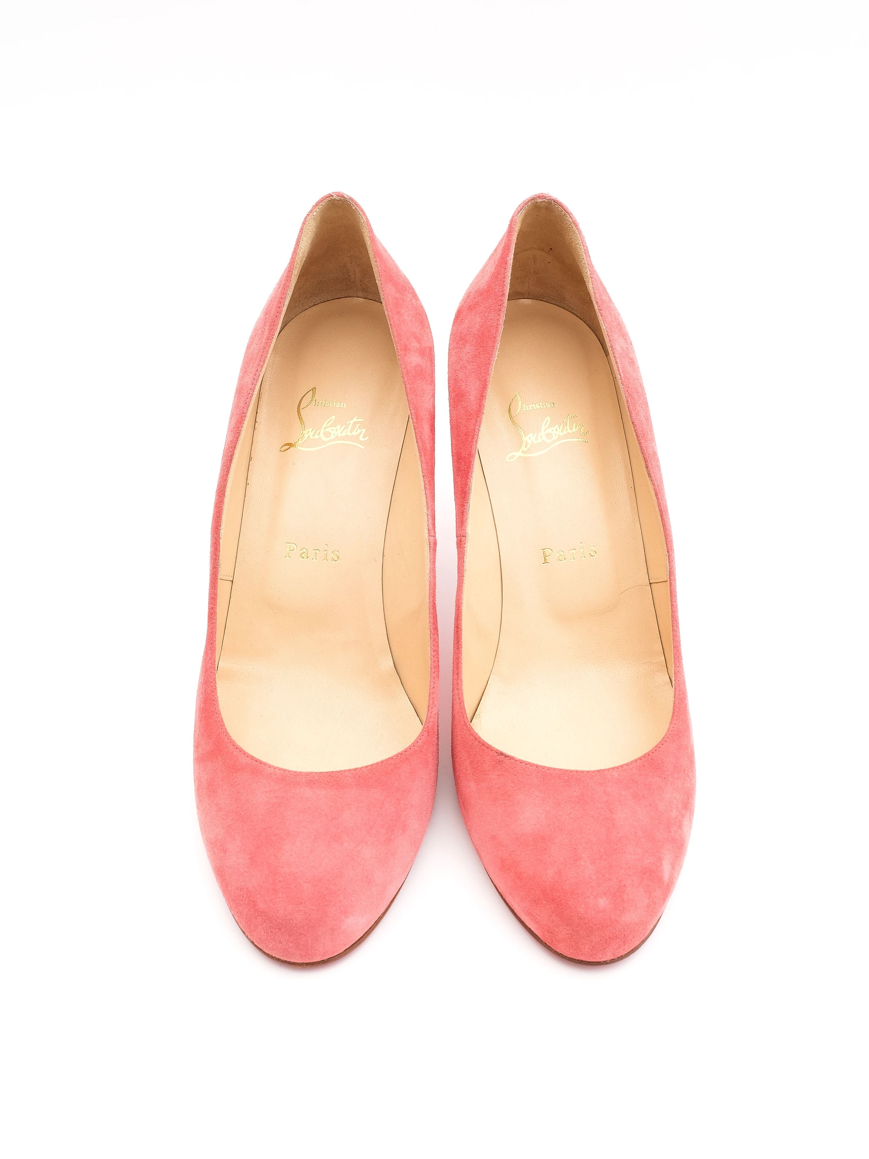 Excellent Christian Louboutin Pink Suede Leather High Heels Pumps