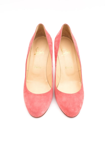 Excellent Christian Louboutin Pink Suede Leather High Heels Pumps
