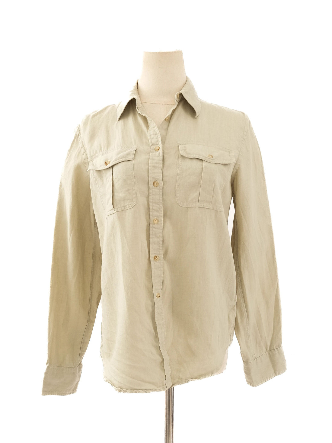 Excellent Ralph Lauren Green Linen Button-Up Shirt Size XS
