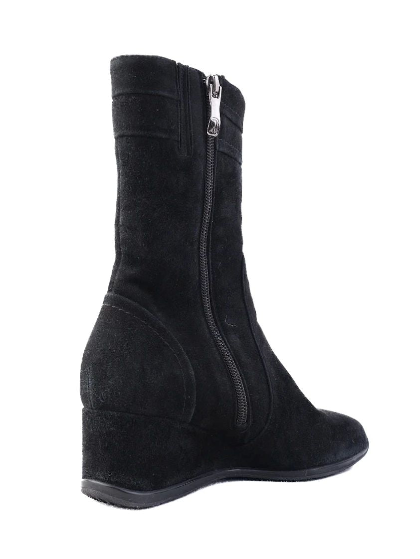 Perfect Giovanni Fabiani Black Genuine Suede Wedge Boots Size 37.5