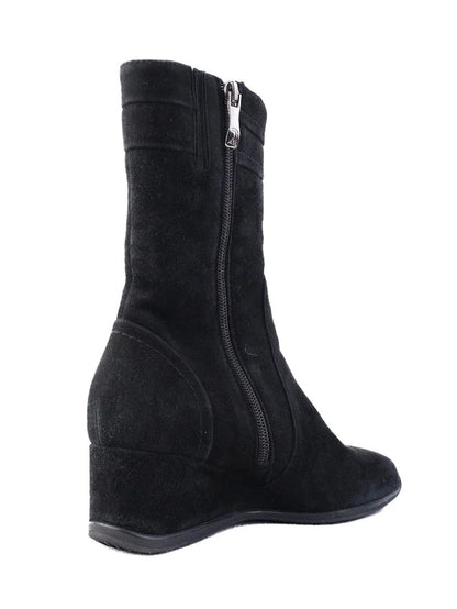 Perfect Giovanni Fabiani Black Genuine Suede Wedge Boots Size 37.5