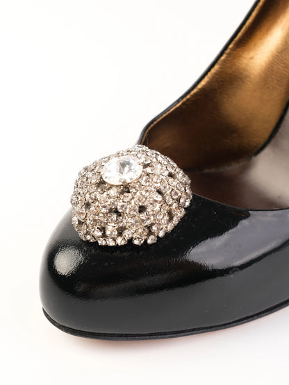 Excellent Giuseppe Zanotti Black Leather High-Heeled Shoes Size 38.5