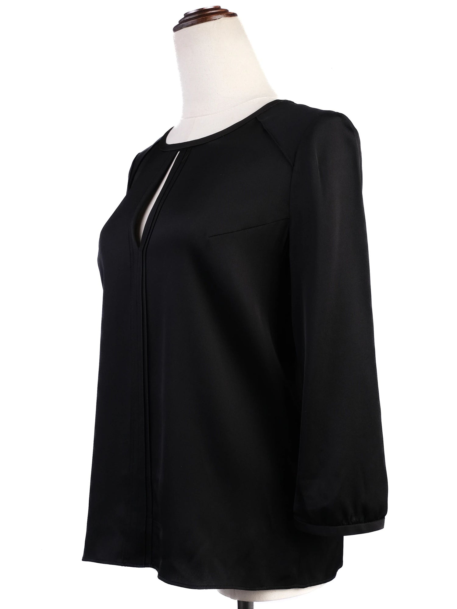 Excellent Hugo Boss Black Silk Blouse Size XS with Keyhole Opening