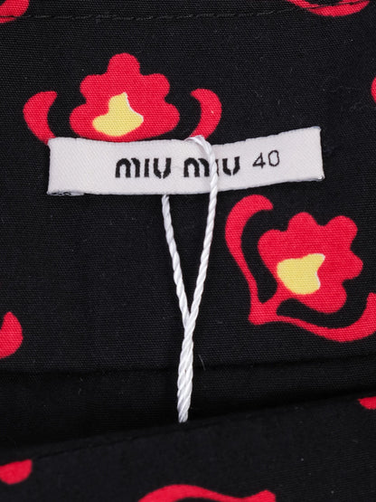 Excellent Miu Miu Black Floral Cotton Skirt Size M Made in Italy