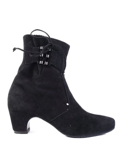 Perfect Pakerson Black Leather Ankle Boot with Lace Detail Size 36