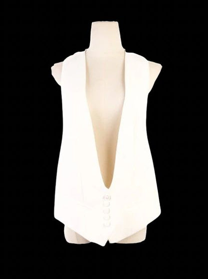 NEW Alexandre Vauthier White Formal Vest Size S Deep V-neck Design