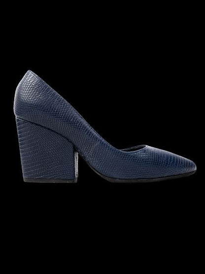 Excellent Max Mara Blue Leather High Heels Chunky Block Heel