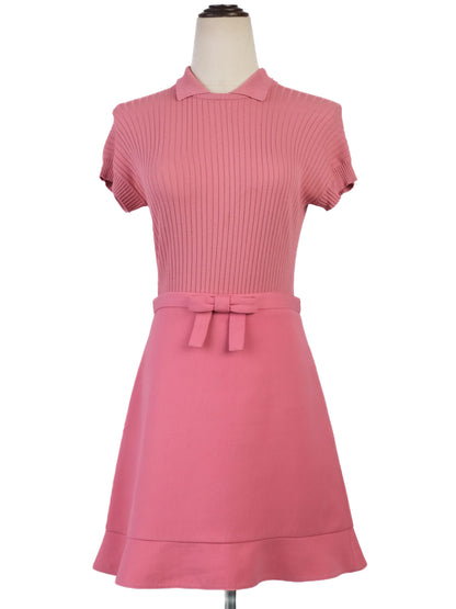 Excellent Red Valentino Pink Ribbed Sweater with Collar