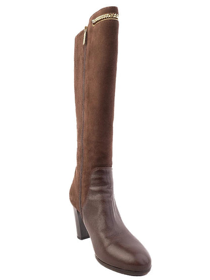 Excellent Renzoni Orange Leather Knee-High Boots Size 37