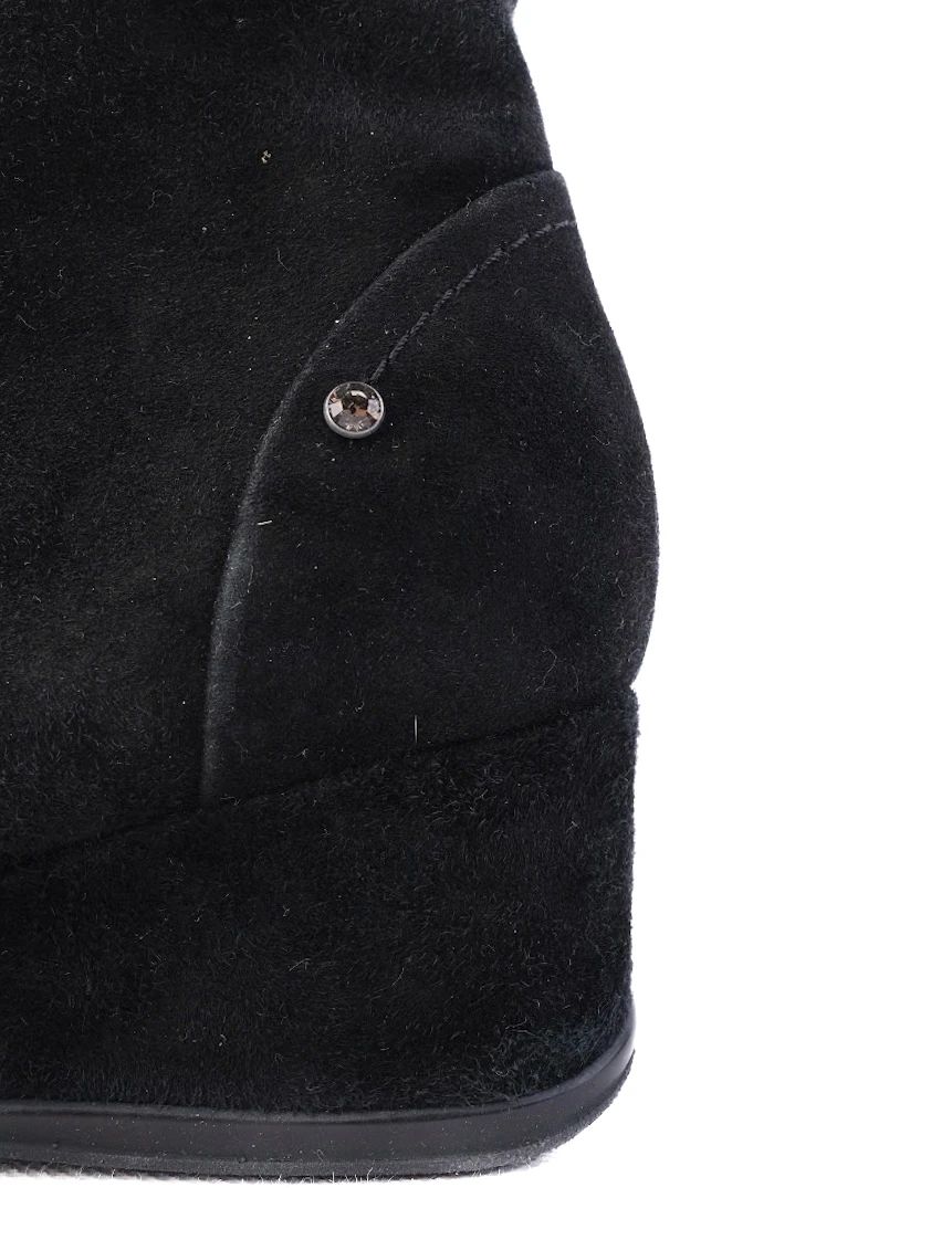 Perfect Giovanni Fabiani Black Genuine Suede Wedge Boots Size 37.5