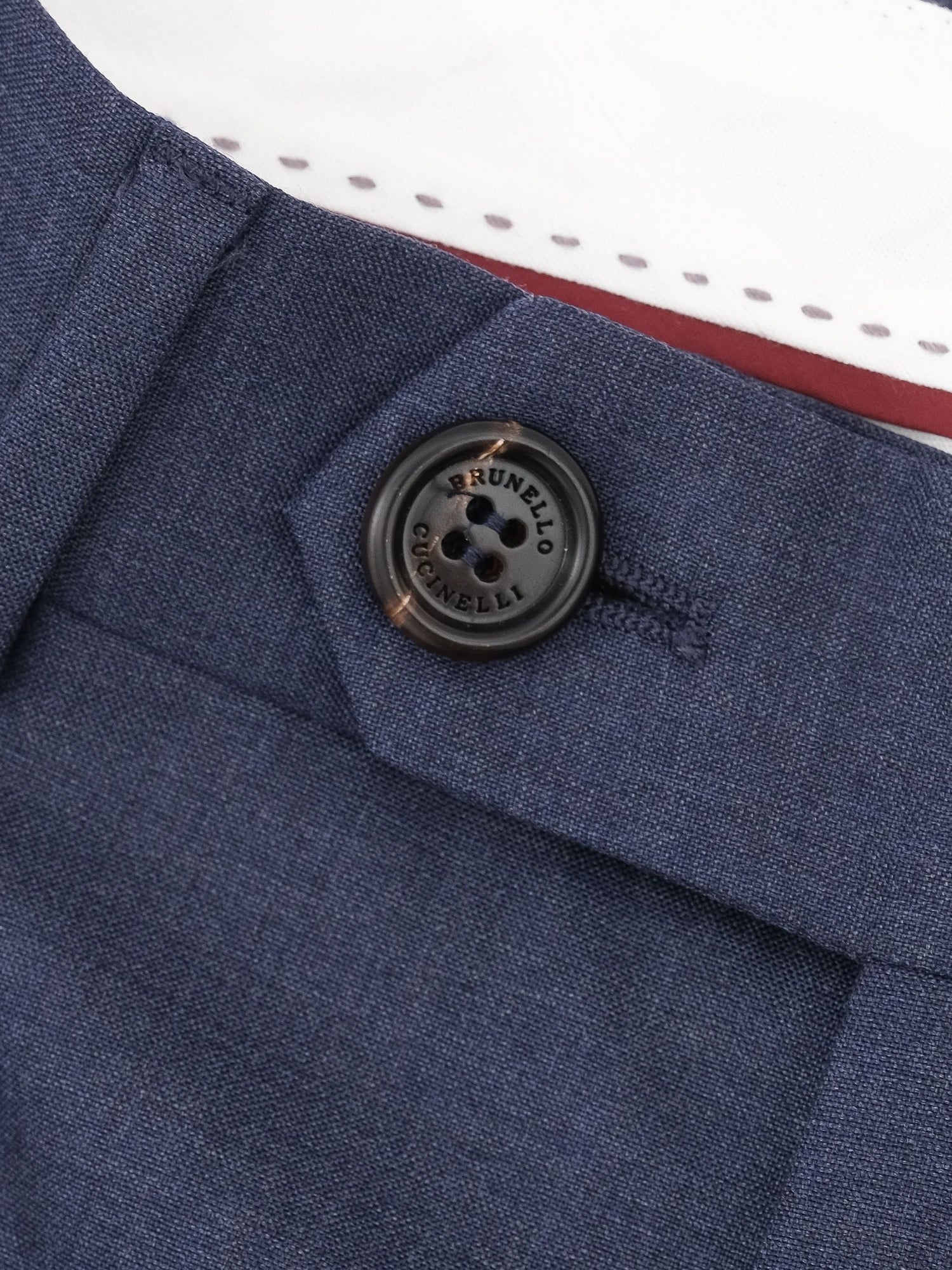 Excellent Brunello Cucinelli Blue Wool Pants Size S Made in Italy