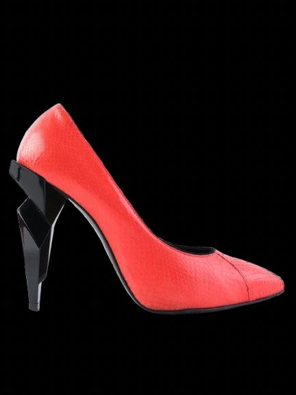 Good Fendi Orange Snakeskin Pattern High Heeled Shoes Size 40