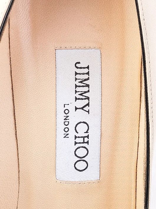Excellent Jimmy Choo High-Heeled Shoes Black Beige Leather Size 39